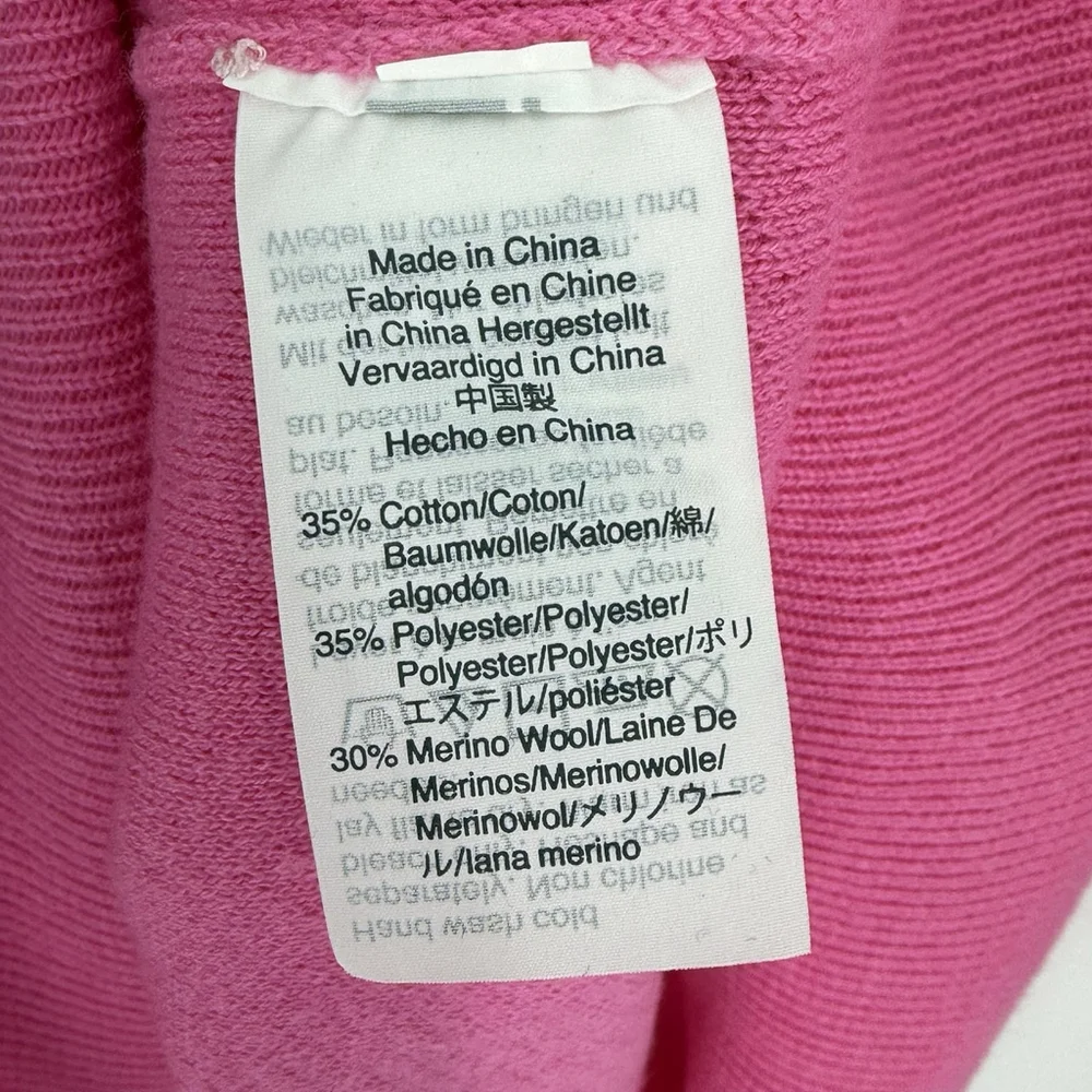 J. Crew Women's Pink Ruffle Neck Sweater Size Large Long Sleeve Knit Wool Blend